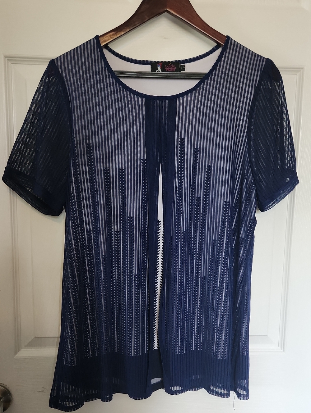 Model France Sheer Layered Short Sleeve Tunic Sz LG